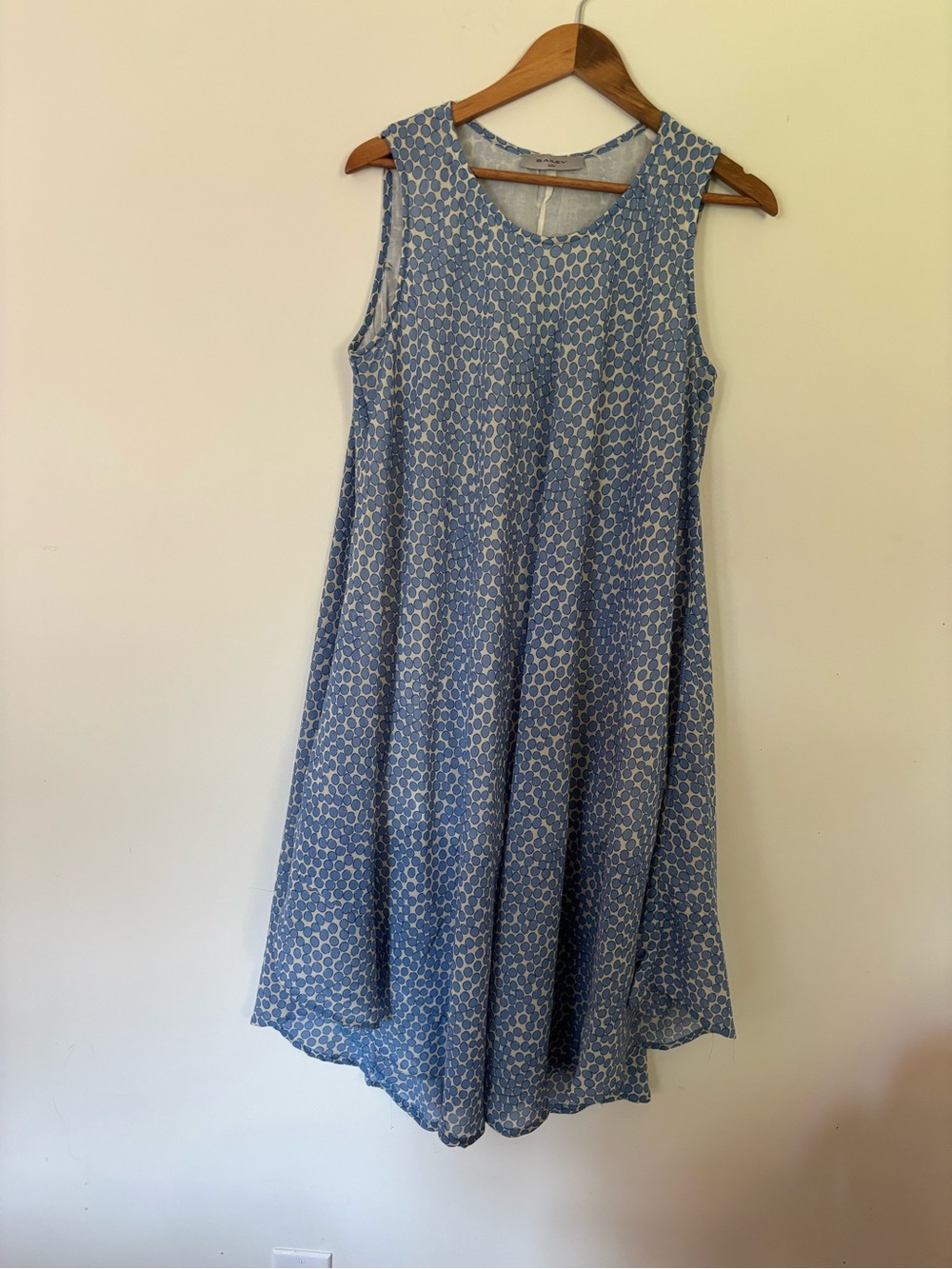 Bailey Blue Polka Dot Sleeveless Midi Dress Flowy A-Line Size M